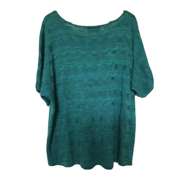 Green Pullover Lightweight Sweater Women’s 212 New York Hi-lo XLG Shirt Top - Picture 2 of 5